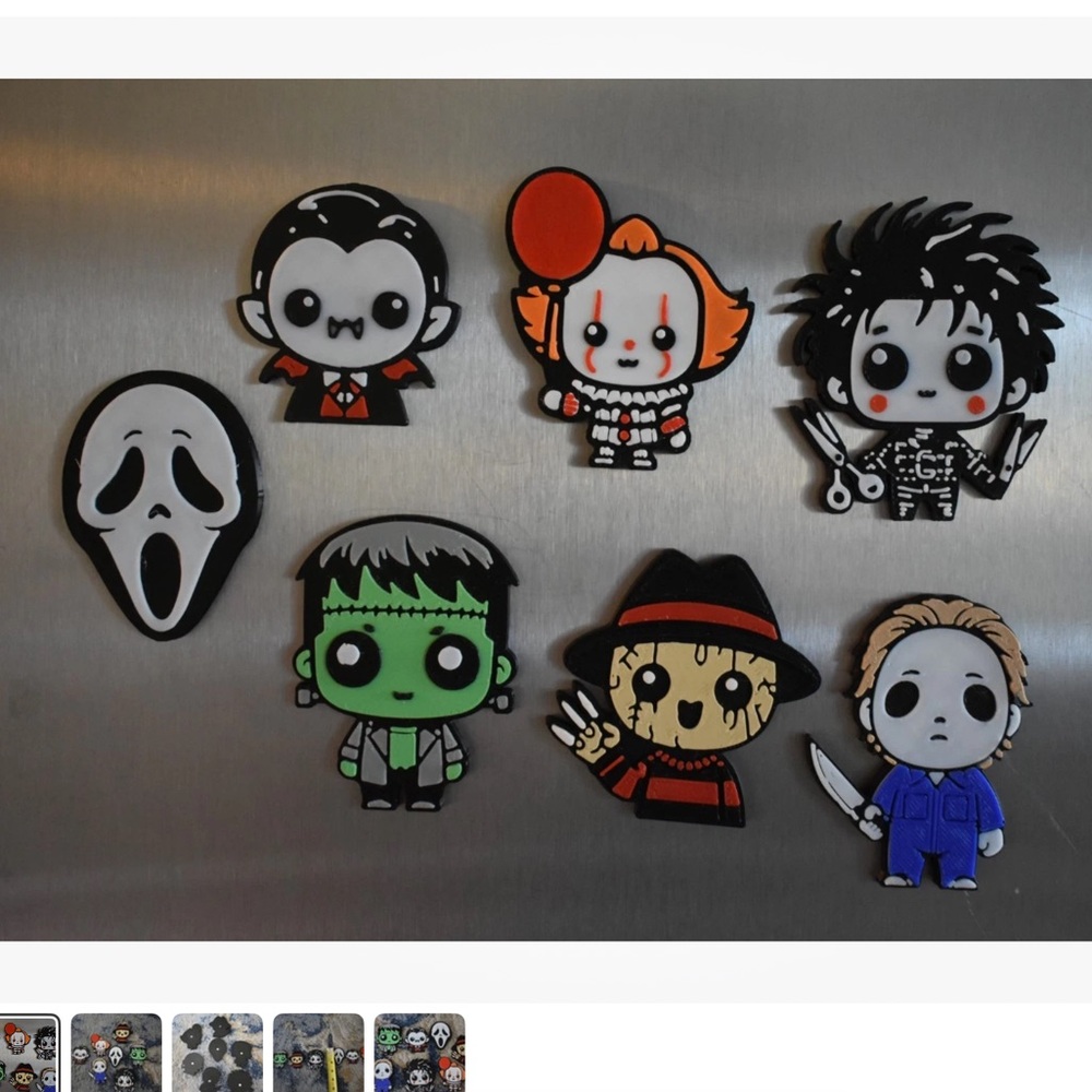 Horror Character Magnet Set - Cute Cartoon Style